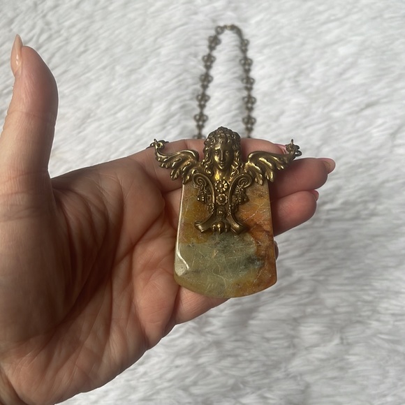 Jan Michaels - Natural Stone Angel Pendant Necklace - Picture 1 of 7